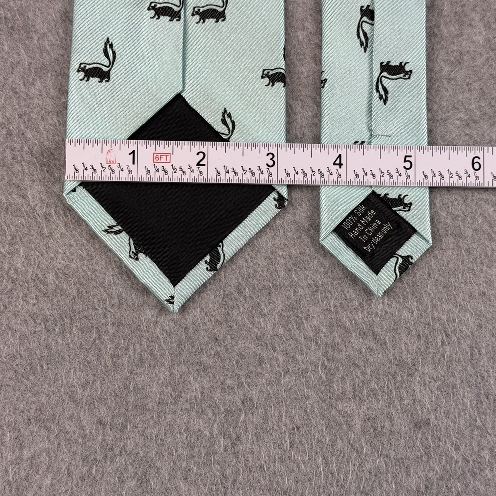 SummerTies Skunk Necktie 100% Silk Mint Green Novelty Animal Tie 58x3.1" - Picture 5 of 7